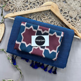 Firoji Handloom Khadi Cotton Saree With Chex Print Blouse